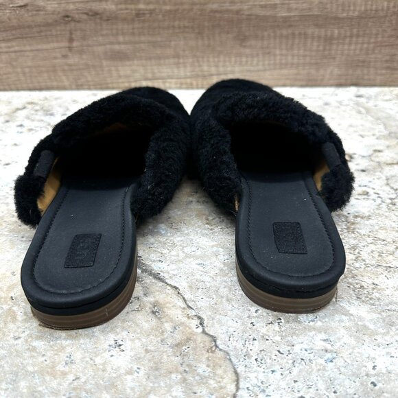 UGG Womens Janaya Cozy Mule Slides Size 8 EU 39 Black Fuzzy Leather - Picture 6 of 9